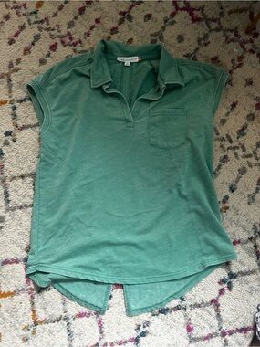 Jane and Delancey Green Short-Sleeve Button Down Polo Top